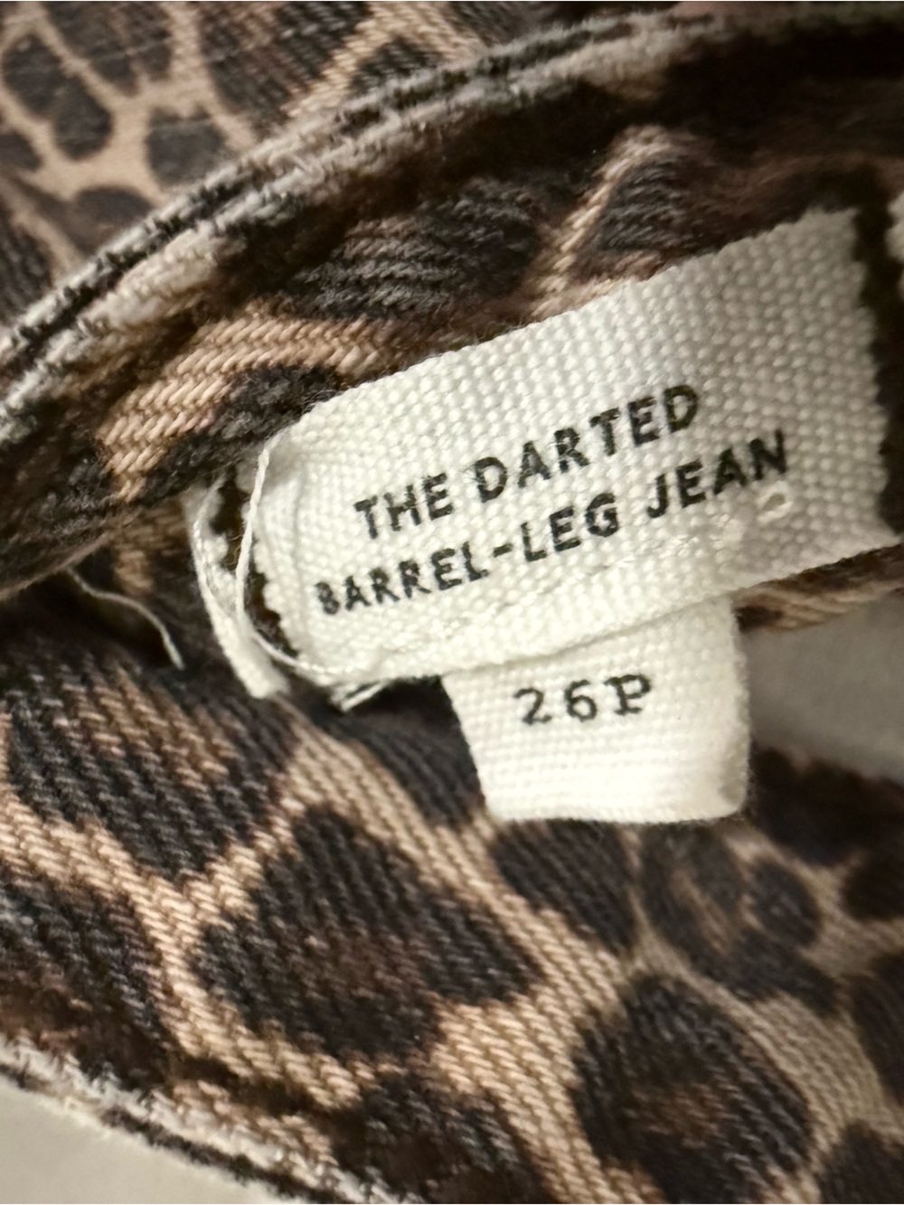 Madewell Leopard The Darted Barrel- Leg Jean size 26 Petite - Picture 8 of 8